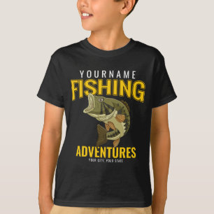 Personalized Fishing Adventures Bass Fish Angler T-Shirt