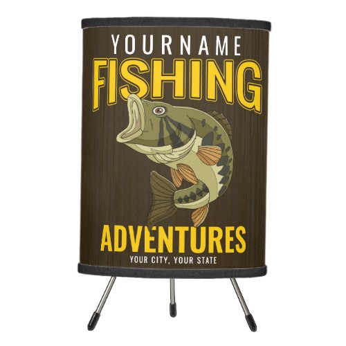Personalized Fishing Adventures Bass Fish Angler Tripod Lamp