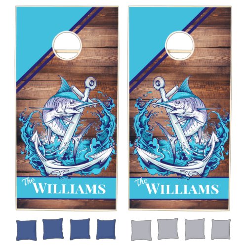 Personalized Fishing Anchor Custom Cornhole Set