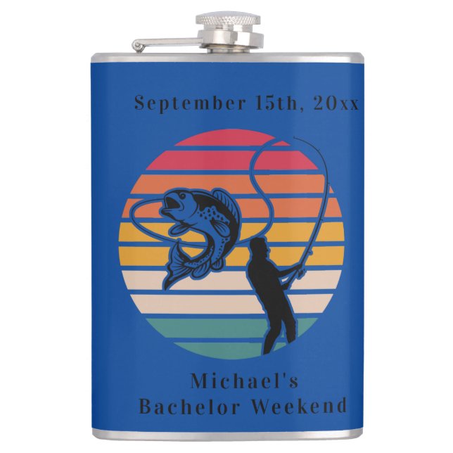 Personalized Fishing Bachelor Weekend Flask (Front)