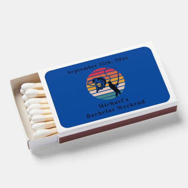 Personalized Fishing Bachelor Weekend Matchboxes (Front Open)