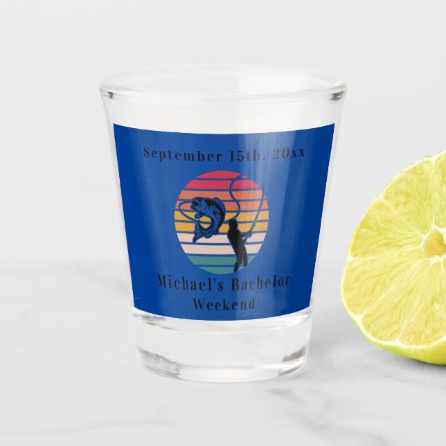 Personalized Fishing Bachelor Weekend Shot Glass (Front)