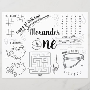Personalized Fishing Birthday Coloring Placemat