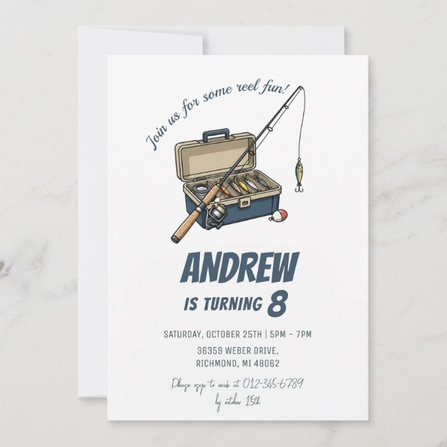 Personalized Fishing Birthday for kid  Invitation (Front)