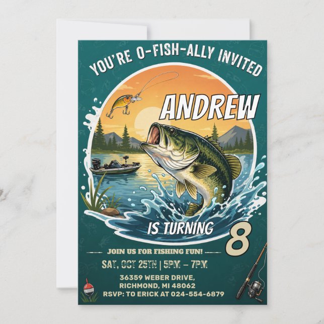 Personalized Fishing Birthday Invitation (Front)