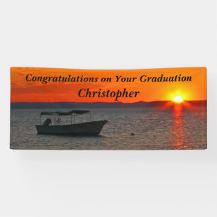 Personalized Fishing Boat Graduation or Retirement Banner