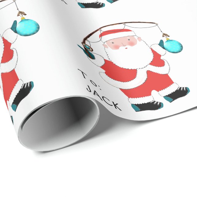 Personalized Fishing Christmas Gift Wrapping Paper (Roll Corner)