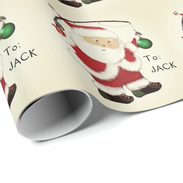 Personalized Fishing Christmas Wrapping Paper (Roll Corner)