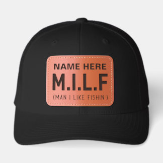 Personalized Fishing Gift For Dad Leather Patch Hat