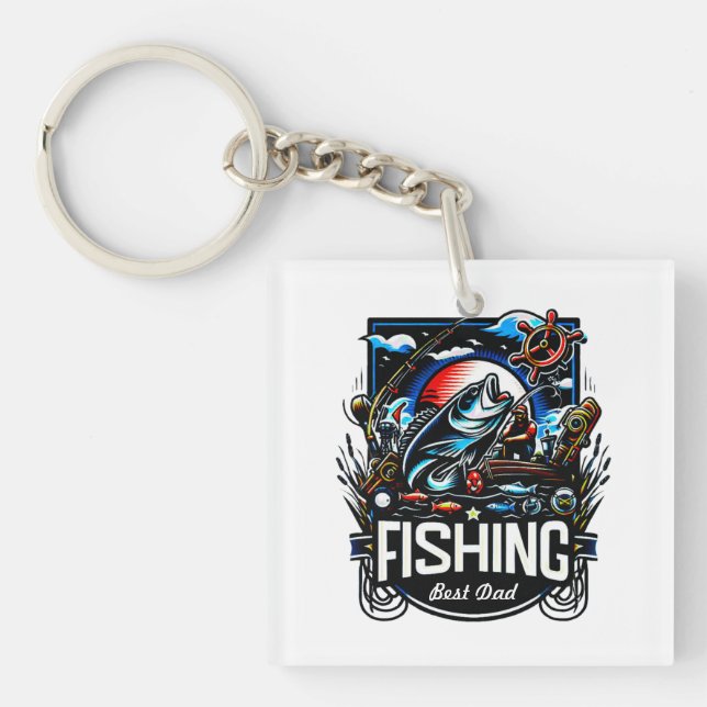 Personalized fishing hat keychain (Front)