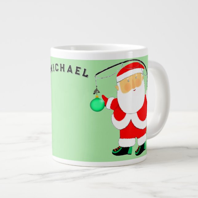 Personalized Fishing Holiday Gift Giant Coffee Mug (Front Right)