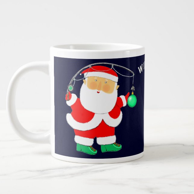 Personalized Fishing Holiday Gift Giant Coffee Mug (Left)
