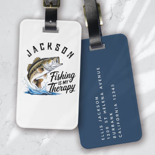 Personalized Fishing is My Therapy Luggage Tag