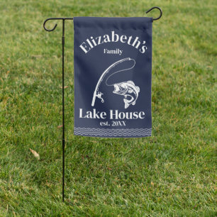 Personalized Fishing Lake House Garden Flag