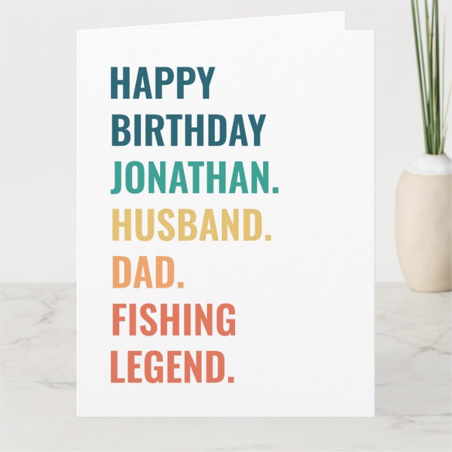 Personalized Fishing Legend Dad Birthday Card (Front)