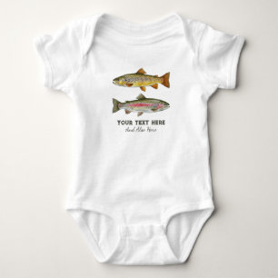 Personalized Fishing Lover  – Trout Fishing Design Baby Bodysuit