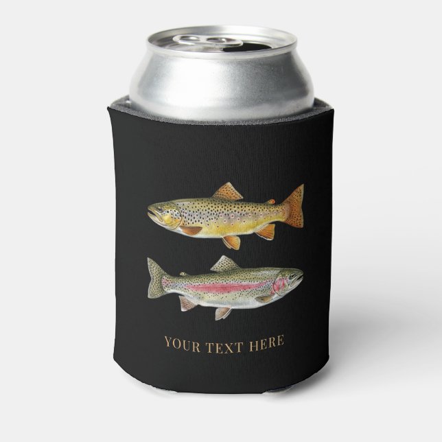 Personalized Fishing Lover  – Trout Fishing Design Can Cooler (Can Back)