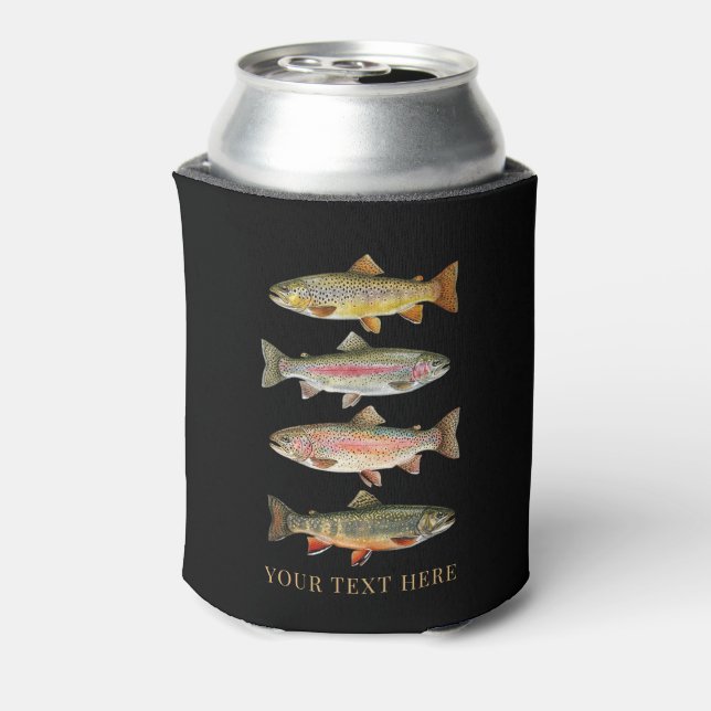 Personalized Fishing Lover  – Trout Fishing Design Can Cooler (Can Back)