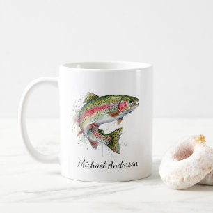 Personalized Fishing Lover – Trout Fishing Design Coffee Mug