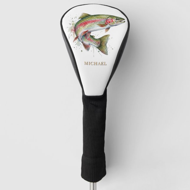 Personalized Fishing Lover  – Trout Fishing Design Golf Head Cover (Front)