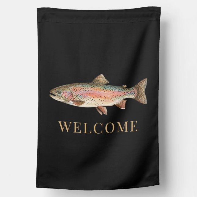 Personalized Fishing Lover  – Trout Fishing Design House Flag (Back)