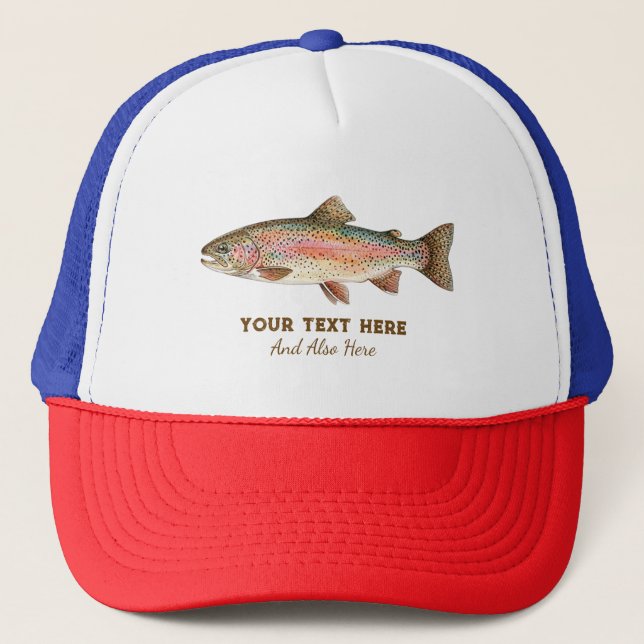 Personalized Fishing Lover  – Trout Fishing Design Trucker Hat (Front)