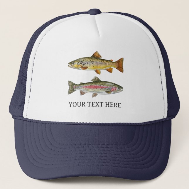 Personalized Fishing Lover  – Trout Fishing Design Trucker Hat (Front)