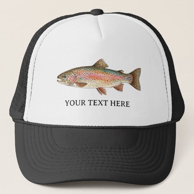 Personalized Fishing Lover  – Trout Fishing Design Trucker Hat (Front)