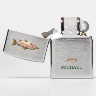Personalized Fishing Lover  – Trout Fishing Design Zippo Lighter