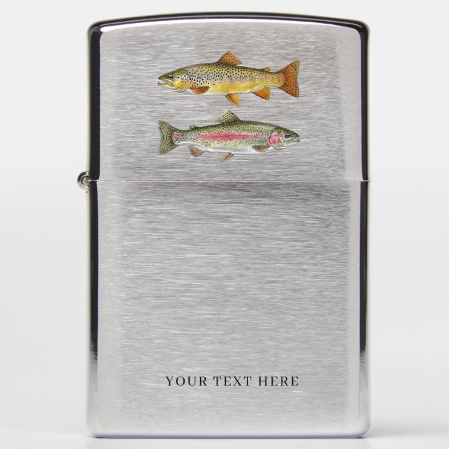 Personalized Fishing Lover  – Trout Fishing Design Zippo Lighter (Front)