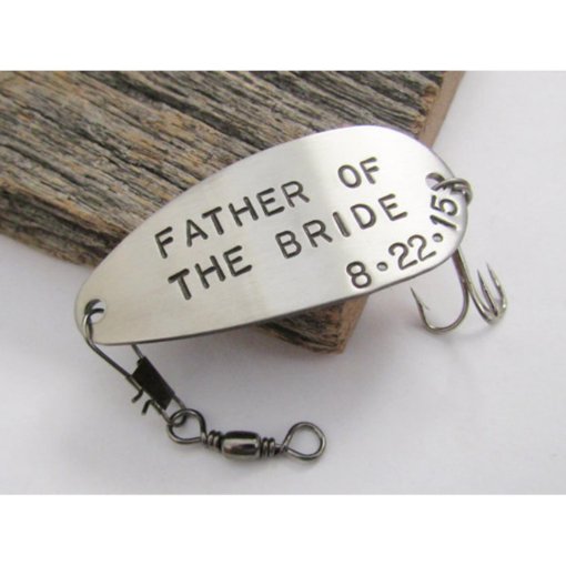 Father-in-Law Fishing Hook Gift Set - Stainless Steel Engraved Lures, Thank You Gift From Bride/Groom, Wedding, Birthday