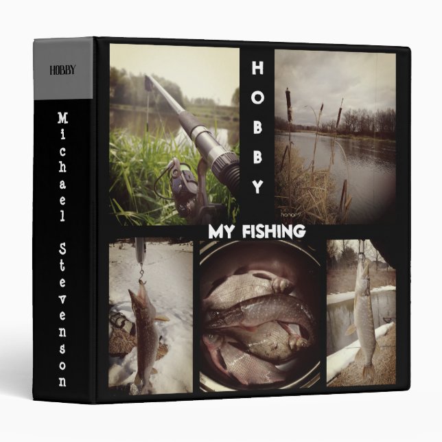 Personalized fishing photo album . 3 ring binder (Front/Spine)