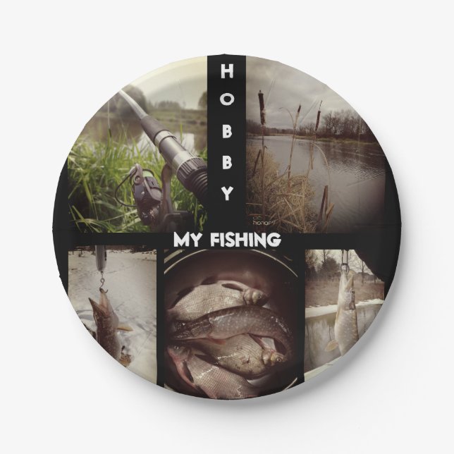 Personalized fishing photo album . 3 ring binder paper plates (Front)