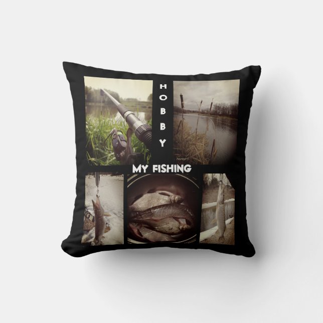 Personalized fishing photo album . 3 ring binder throw pillow (Front)