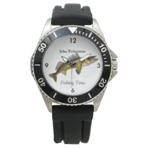Personalized "Fishing Time" With Walleye Pike Watc Watch