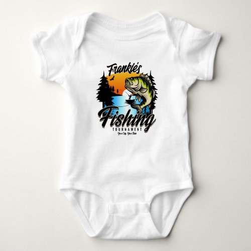 Personalized Fishing Tournament Fish Angler Trout  Baby Bodysuit