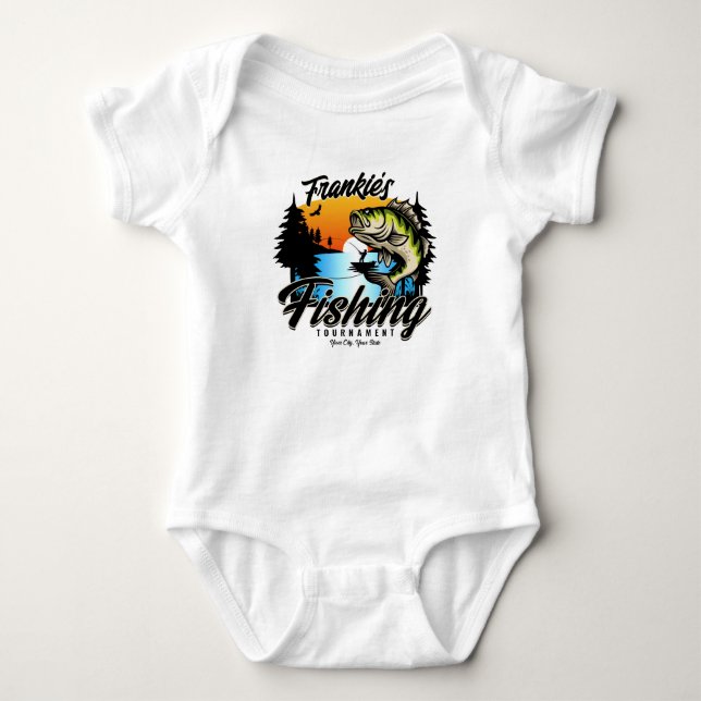 Personalized Fishing Tournament Fish Angler Trout  Baby Bodysuit (Front)