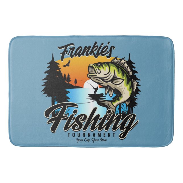 Personalized Fishing Tournament Fish Angler Trout  Bath Mat (Front)