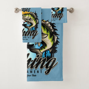 Personalized Fishing Tournament Fish Angler Trout Bath Towel Set