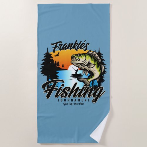 Personalized Fishing Tournament Fish Angler Trout  Beach Towel