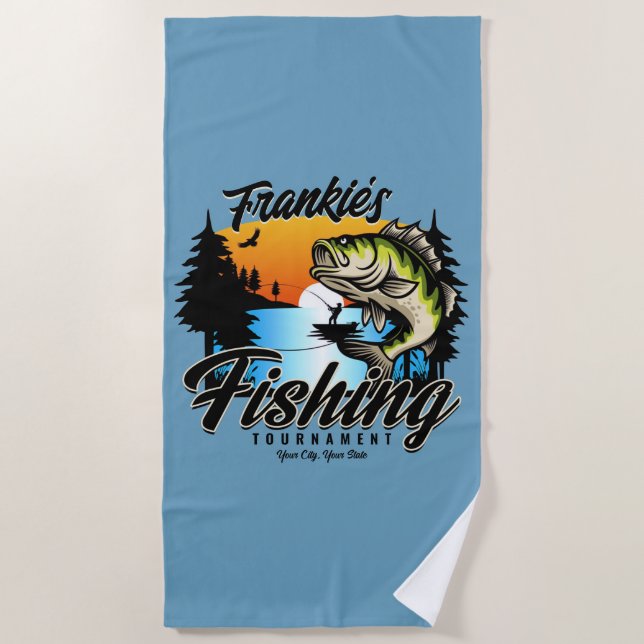 Personalized Fishing Tournament Fish Angler Trout  Beach Towel (Front)