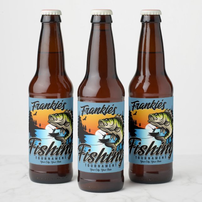 Personalized Fishing Tournament Fish Angler Trout  Beer Bottle Label (Bottles)