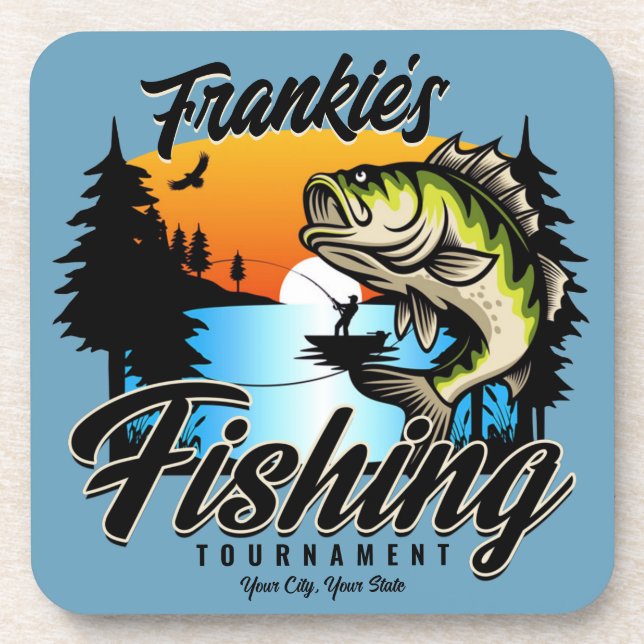 Personalized Fishing Tournament Fish Angler Trout  Beverage Coaster (Front)