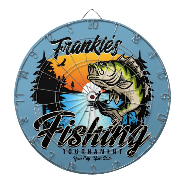 Personalized Fishing Tournament Fish Angler Trout  Dart Board (Front)