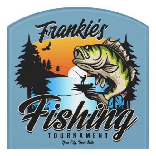 Personalized Fishing Tournament Fish Angler Trout  Door Sign