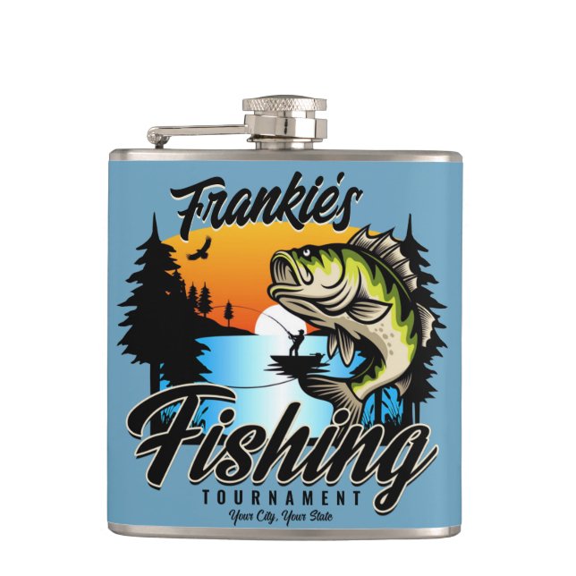 Personalized Fishing Tournament Fish Angler Trout  Flask (Front)