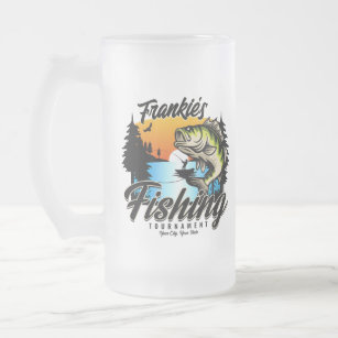 Personalized Fishing Tournament Fish Angler Trout  Frosted Glass Beer Mug