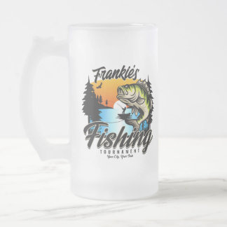 Personalized Fishing Tournament Fish Angler Trout Frosted Glass Beer Mug