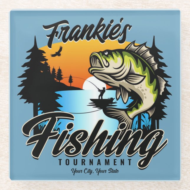 Personalized Fishing Tournament Fish Angler Trout  Glass Coaster (Front)