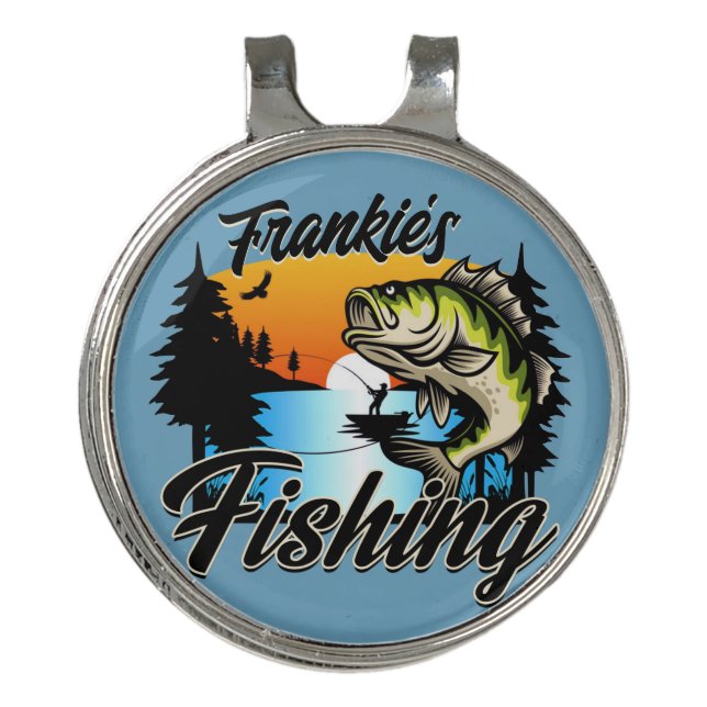 Personalized Fishing Tournament Fish Angler Trout  Golf Hat Clip (Front)